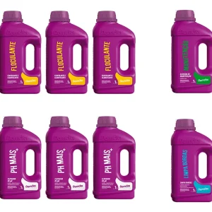 Kit Manutenção Para Piscina Algicída Clarificante E Ph+