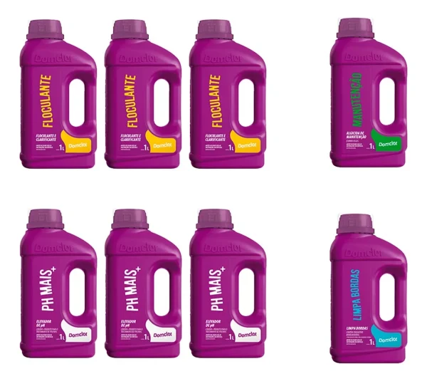 Kit Manutenção Para Piscina Algicída Clarificante E Ph+